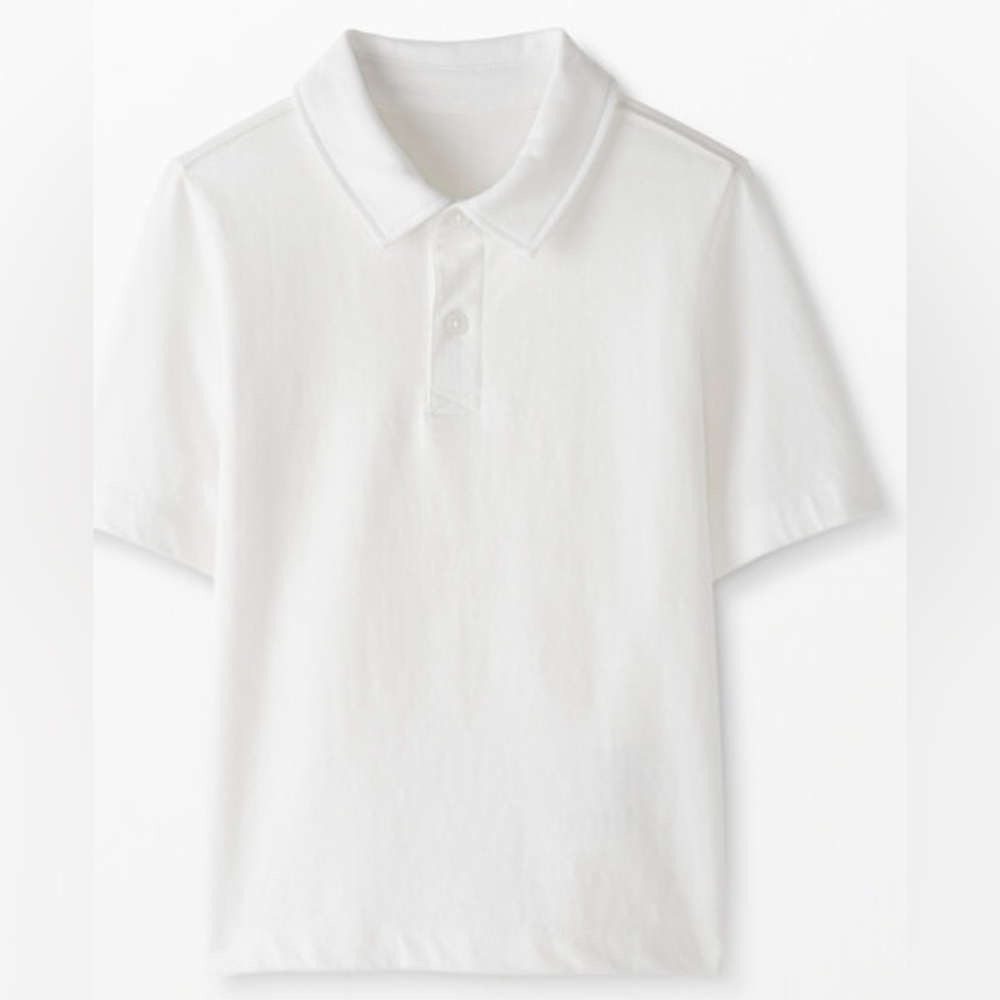 KIDS Hanna Andersson Sueded Jersey White Cotton Polo - SIZE 10